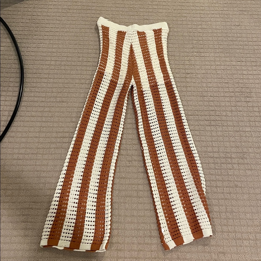 Solitaire Cream and Copper Knit Pants - Picture 3 of 3